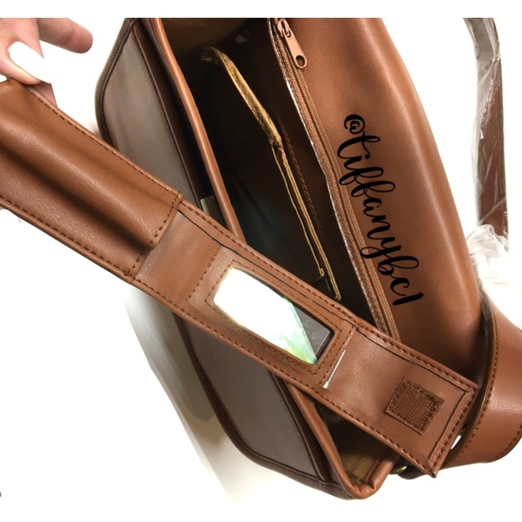 Soft Front Flap Shoulder Bag Faux Leather Tan - Picture 7 of 14